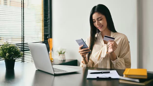 Customer using a tablet with a bank card